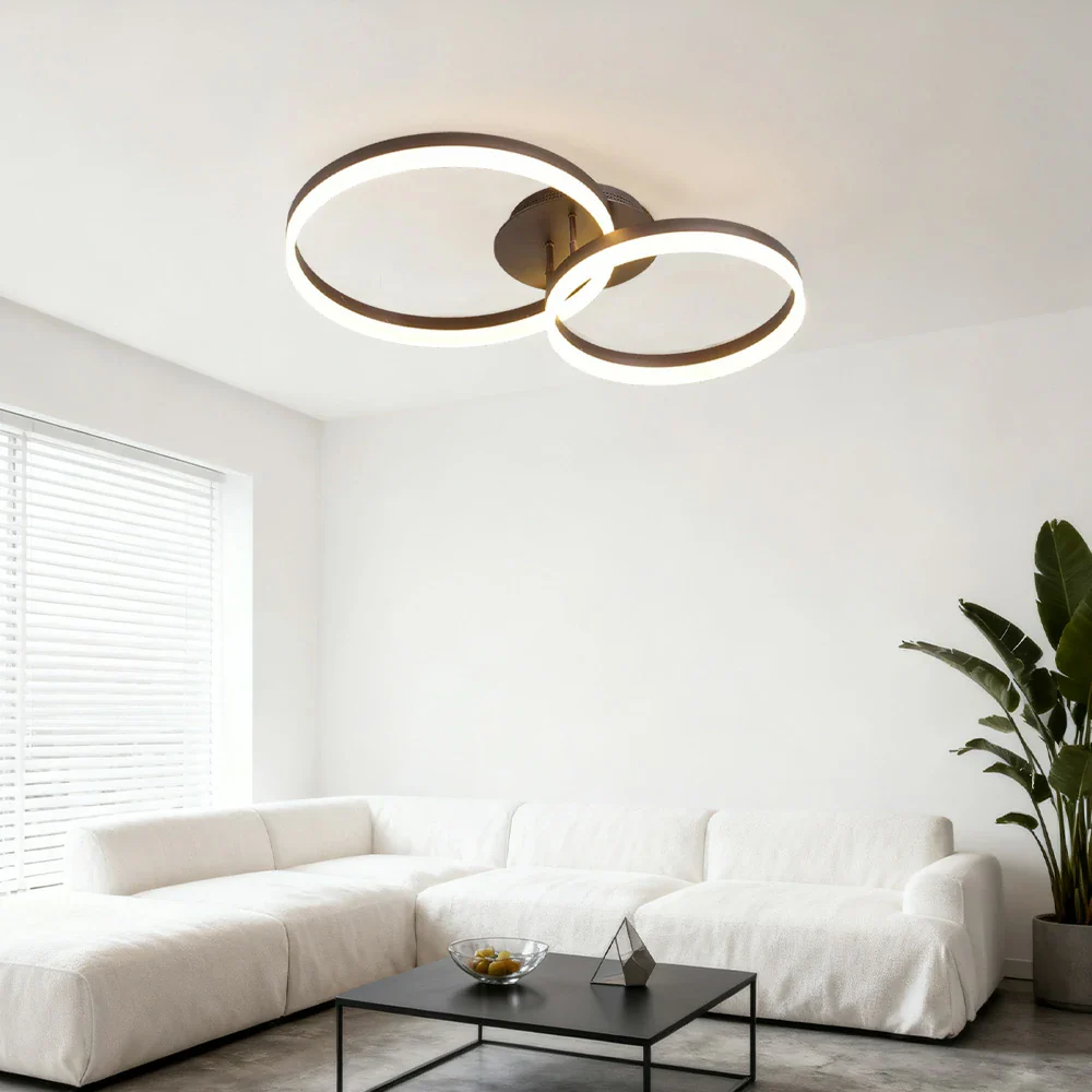 LIVARA Modern Double-Ring LED Ceiling Light 30/40/50cm Natural Light, Aluminum Frame & Acrylic Shade Flush Mount Lamp - Image 14