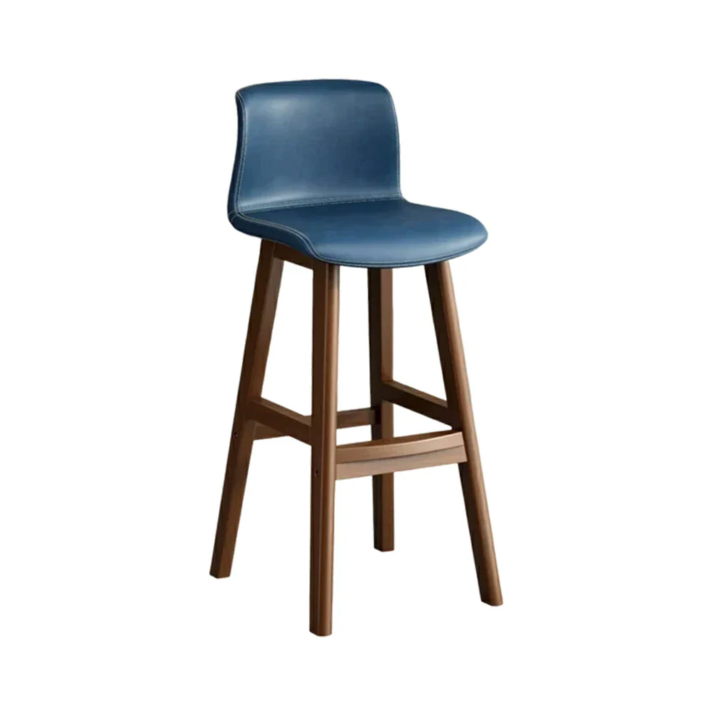 LIVARA Dining Chair Ergonomic Wide Seat Solid Wood Frame Faux Leather Upholstery High-Resilience Cushion - Blue