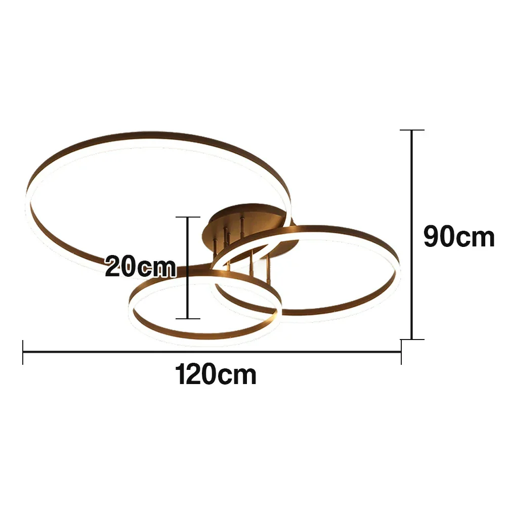 LIVARA Modern Triple-Ring LED Ceiling 40/50cm Natural Light, Aluminum Frame & Acrylic Shade Flush Mount Lamp - Image 10