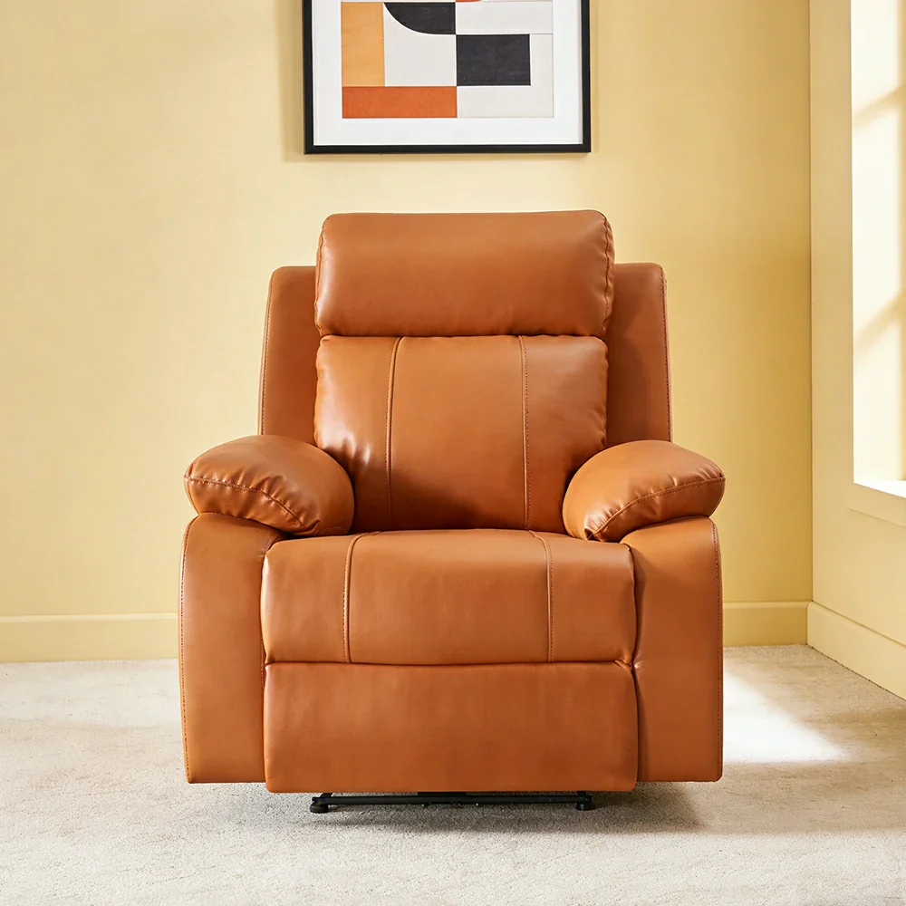 LIVARA 0.98m Single Electric Home Theatre Recliner Sofa Top-Grain Leather Ergonomic Design One-Touch Adjustable Backrest & Footrest - Brown - Image 2