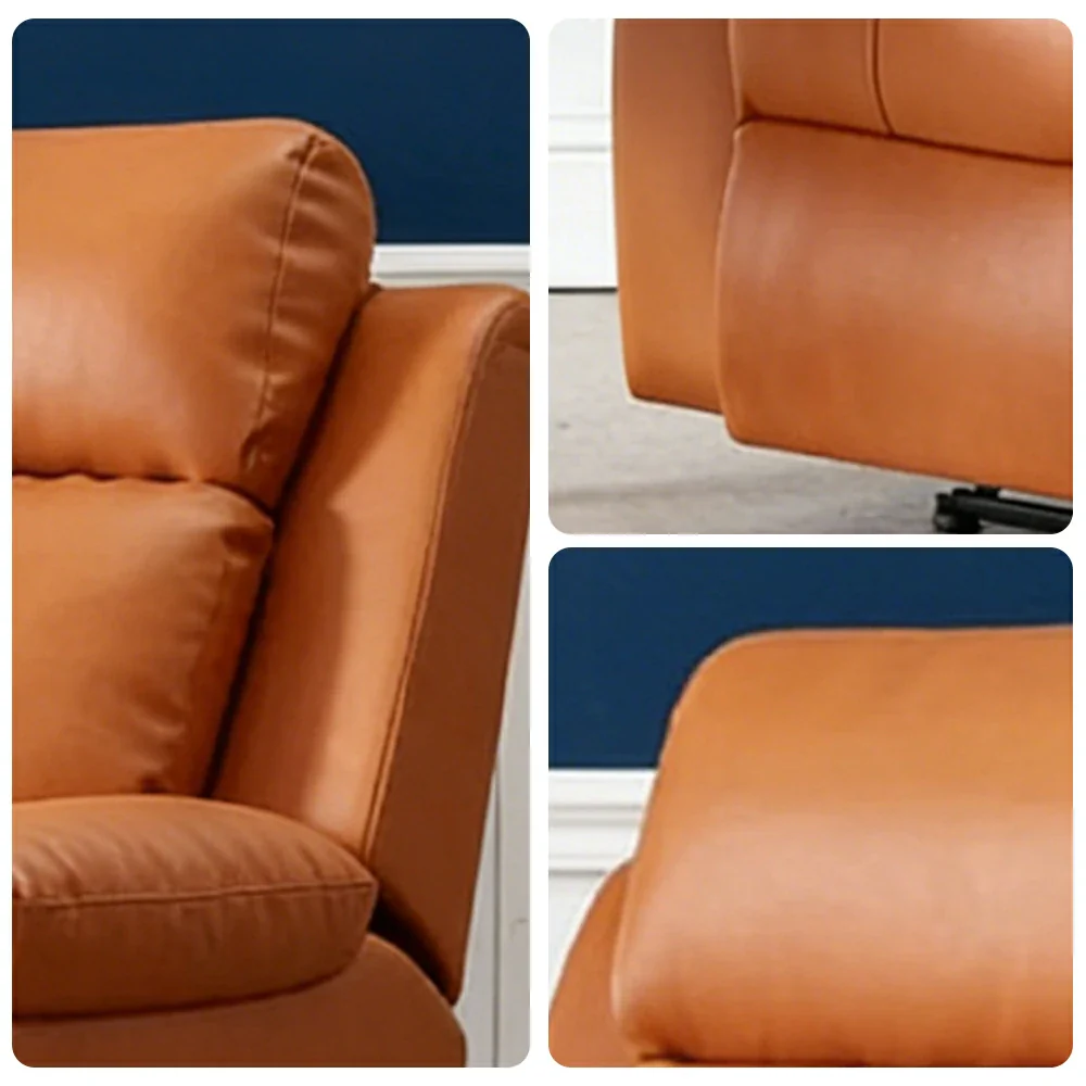 LIVARA 0.98m Single Electric Home Theatre Recliner Sofa Top-Grain Leather Ergonomic Design One-Touch Adjustable Backrest & Footrest - Brown - Image 3