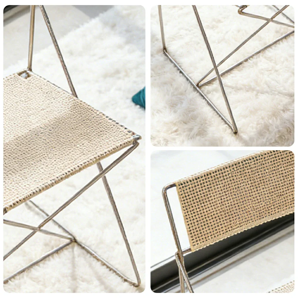 LIVARA Minimalist Metal Dining Chair - Breathable Woven Seat, Stackable Design, Stable Stainless Steel Frame, Indoor & Outdoor Use, Seat Height 44.5cm - White - Image 4