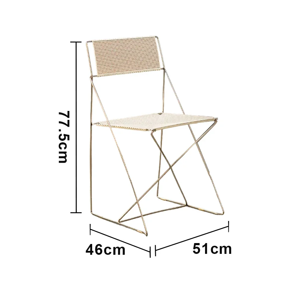LIVARA Minimalist Metal Dining Chair - Breathable Woven Seat, Stackable Design, Stable Stainless Steel Frame, Indoor & Outdoor Use, Seat Height 44.5cm - White - Image 5
