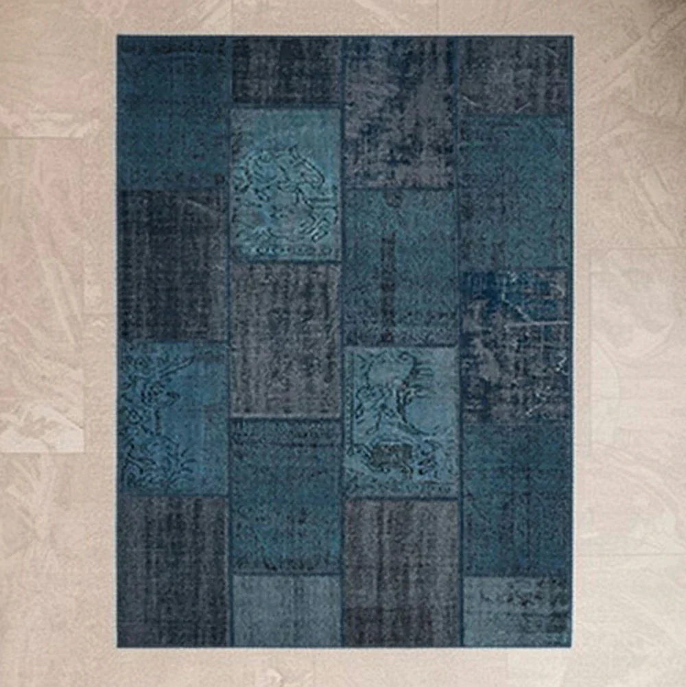 LIVARA 160/200cm Elegant Vintage Loop-Pile Rug - Waterproof, Stain-Resistant, Anti-Static, Soft & Durable, Easy-Clean Design - Blue - Image 3