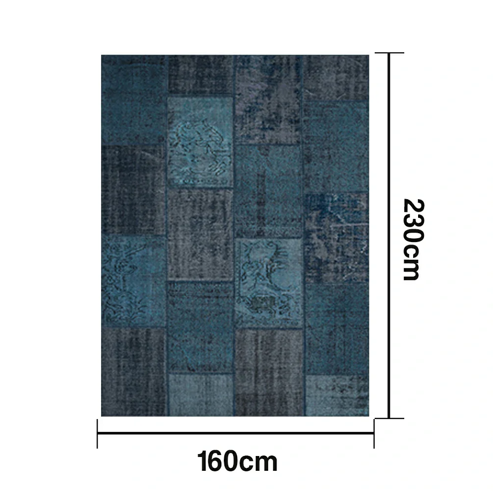 LIVARA 160/200cm Elegant Vintage Loop-Pile Rug - Waterproof, Stain-Resistant, Anti-Static, Soft & Durable, Easy-Clean Design - Blue - Image 5