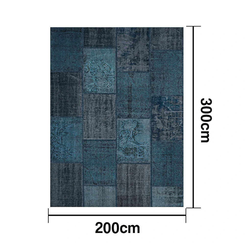 LIVARA 160/200cm Elegant Vintage Loop-Pile Rug - Waterproof, Stain-Resistant, Anti-Static, Soft & Durable, Easy-Clean Design - Blue - Image 6