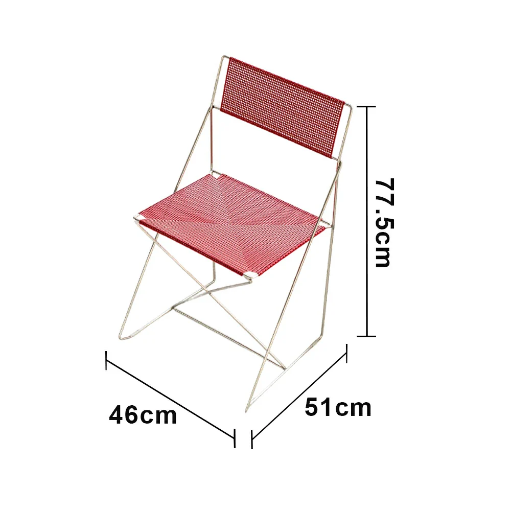 LIVARA Minimalist Metal Dining Chair - Breathable Woven Seat, Stackable Design, Stable Stainless Steel Frame, Indoor & Outdoor Use, Seat Height 44.5cm - Red - Image 5