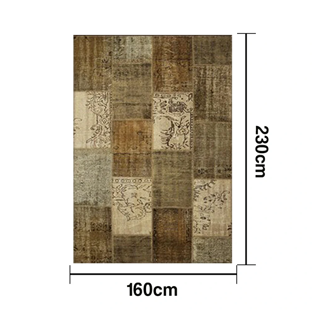 LIVARA 160/200cm Elegant Vintage Loop-Pile Rug - Waterproof, Stain-Resistant, Anti-Static, Soft & Durable, Easy-Clean Design - Brown - Image 5