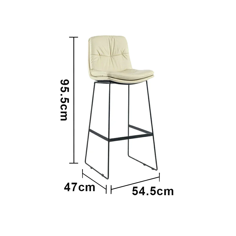 LIVARA Modern Bar Stool - PU Upholstered Ergonomic Padded Seat, Supportive Backrest, Stable Metal Legs, Kitchen & Bar Use, Seat Height 65cm - White - Image 5