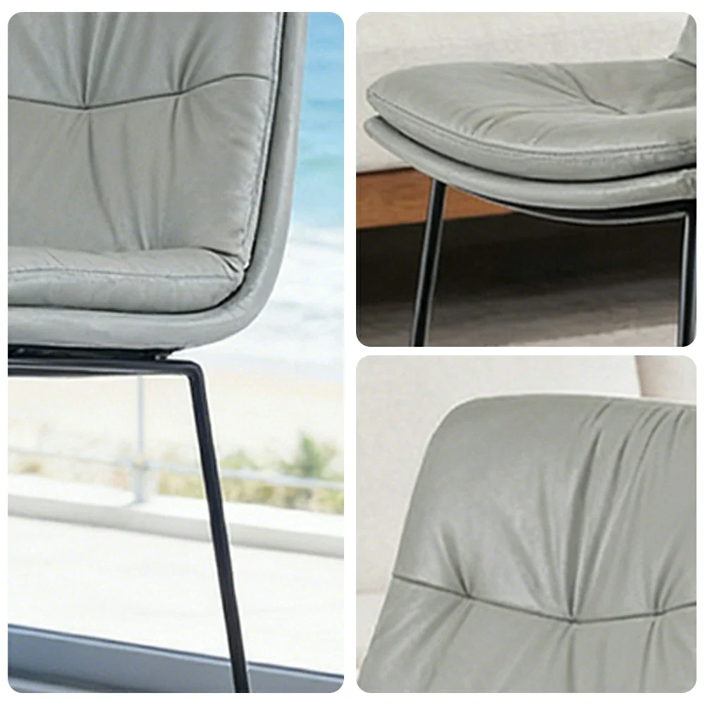 LIVARA Modern Bar Stool - PU Upholstered Ergonomic Padded Seat, Supportive Backrest, Stable Metal Legs, Kitchen & Bar Use, Seat Height 65cm - Light Grey - Image 3