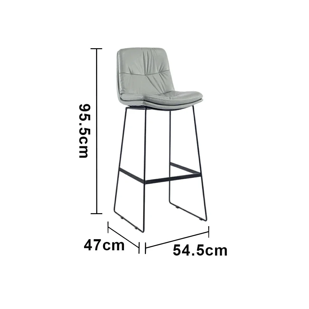 LIVARA Modern Bar Stool - PU Upholstered Ergonomic Padded Seat, Supportive Backrest, Stable Metal Legs, Kitchen & Bar Use, Seat Height 65cm - Light Grey - Image 5