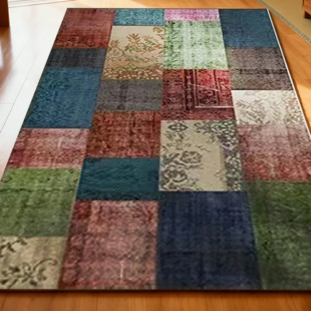 LIVARA 160/200cm Elegant Vintage Loop-Pile Rug - Waterproof, Stain-Resistant, Anti-Static, Soft & Durable, Easy-Clean Design - Color Patchwork - Image 3