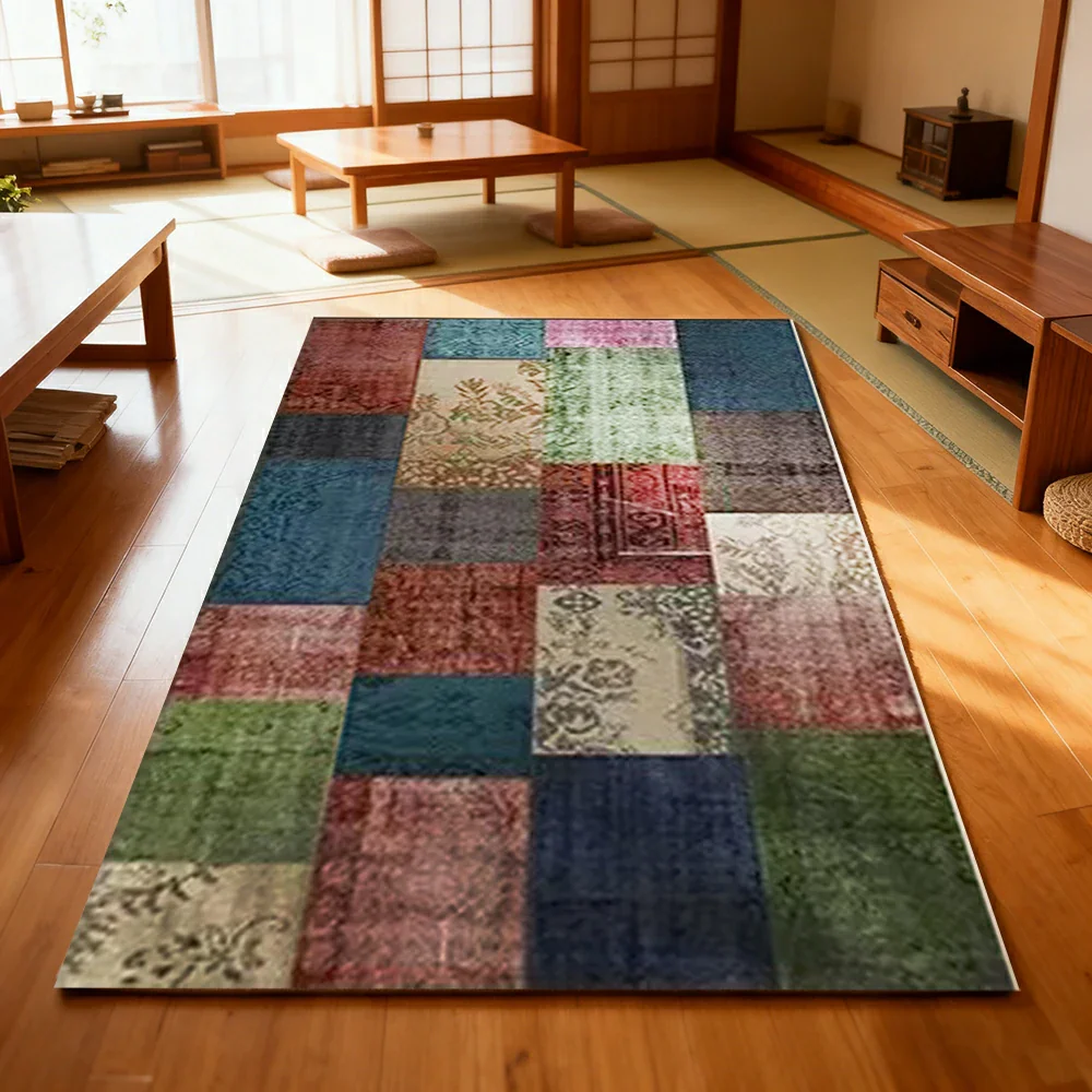 LIVARA 160/200cm Elegant Vintage Loop-Pile Rug - Waterproof, Stain-Resistant, Anti-Static, Soft & Durable, Easy-Clean Design - Color Patchwork - Image 4