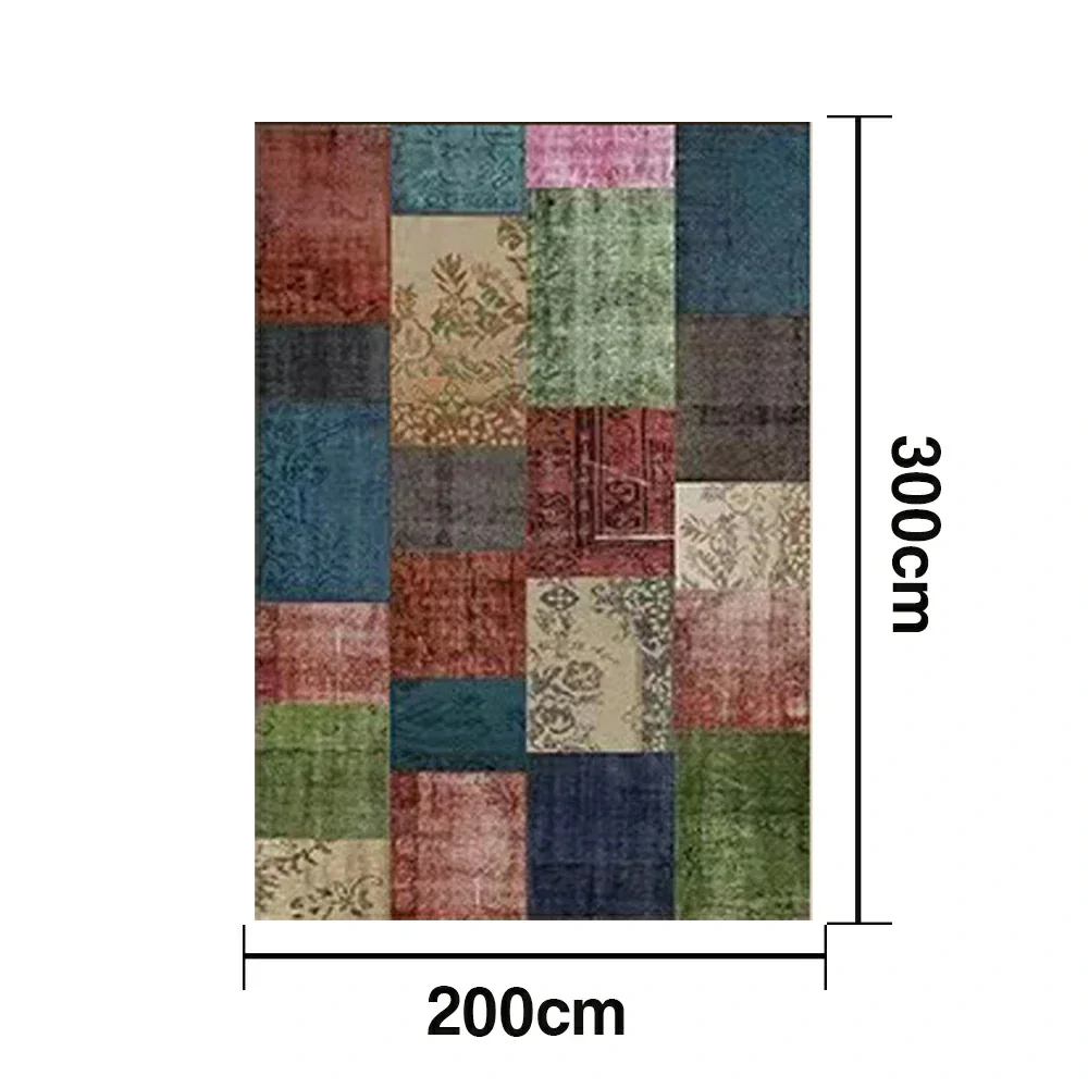 LIVARA 160/200cm Elegant Vintage Loop-Pile Rug - Waterproof, Stain-Resistant, Anti-Static, Soft & Durable, Easy-Clean Design - Color Patchwork - Image 6
