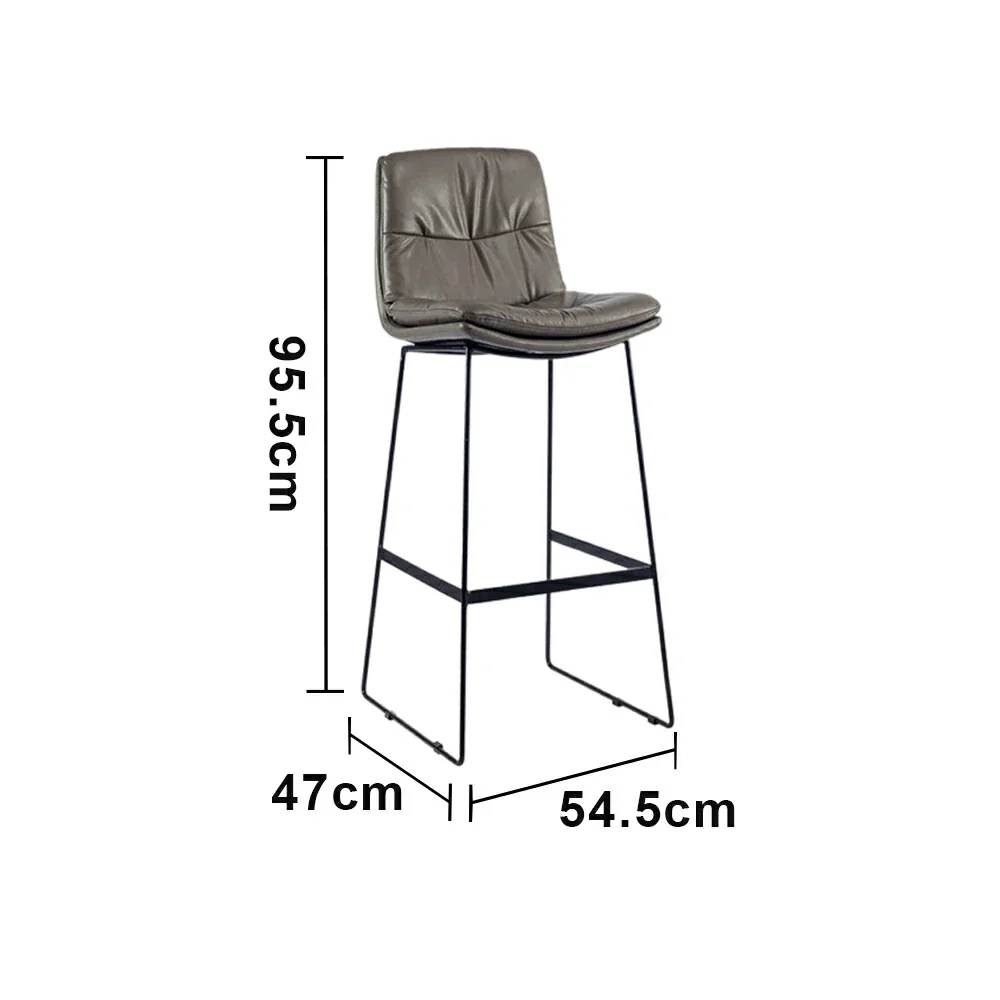 LIVARA Modern Bar Stool - PU Upholstered Ergonomic Padded Seat, Supportive Backrest, Stable Metal Legs, Kitchen & Bar Use, Seat Height 65cm - Grey - Image 5