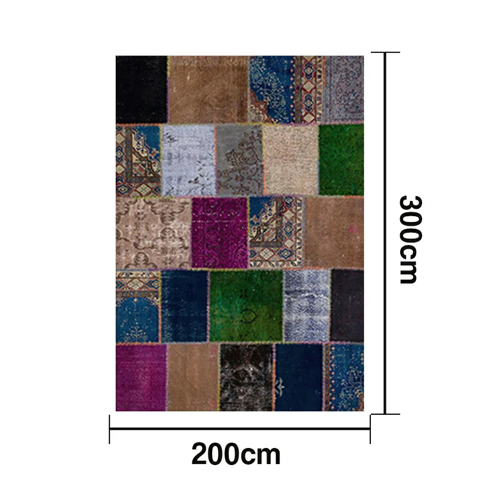 LIVARA 160/200cm Colorful Vintage Patchwork Loop-Pile Rug - Waterproof, Stain-Resistant, Anti-Static, Soft & Durable - Multi-Color Design - Image 5