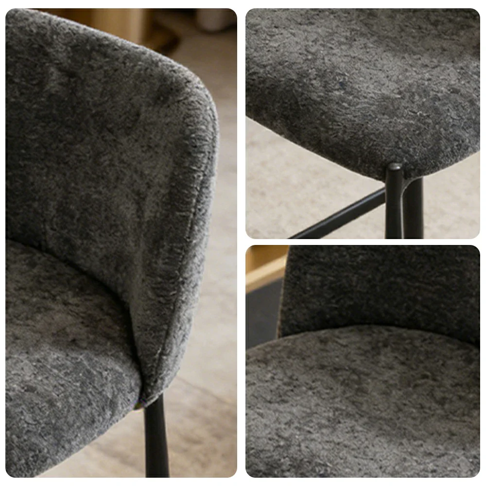 LIVARA Modern Bar Stool - Ergonomic Curved Backrest, Soft Upholstered Seat, Stable Metal Legs, Kitchen & Bar Use, Seat Height 65cm - Grey - Image 3