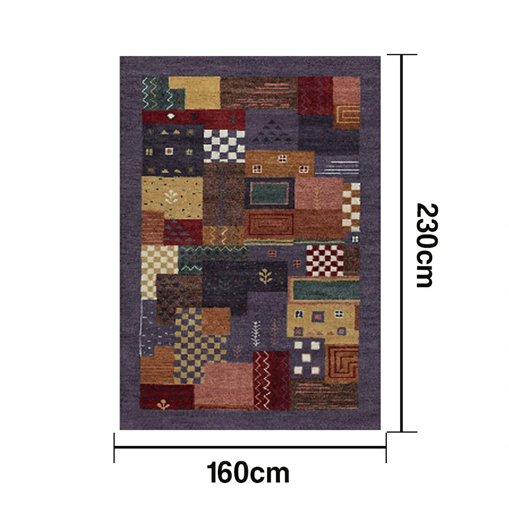 LIVARA 160/200cm Yade Green Loop-Pile Rug - Upgraded Non-Slip Eco Cotton-Latex Backing - Waterproof, Stain-Resistant, Soft & Durable - Purple - Image 5