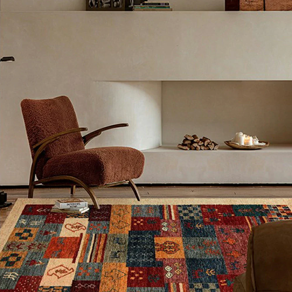 LIVARA 160/200cm Gabbeh Multi-Color Loop-Pile Rug - Upgraded Non-Slip Eco Cotton-Latex Backing - Waterproof, Stain-Resistant, Soft & Durable - Multi-Color - Image 4
