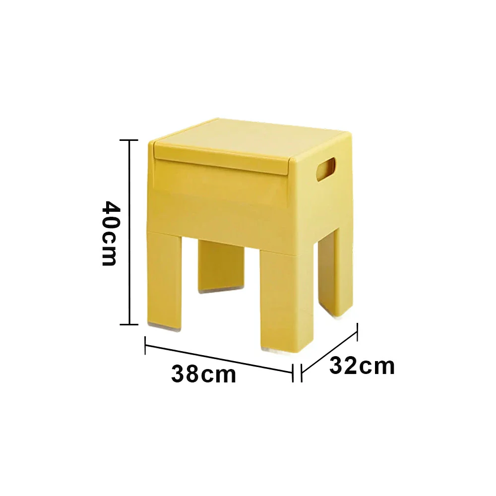 LIVARA Multi-Functional Storage Stool - ABS Material with Hidden Storage, Lightweight Stackable Design, Bedside & Side Table Use - Yellow - Image 5