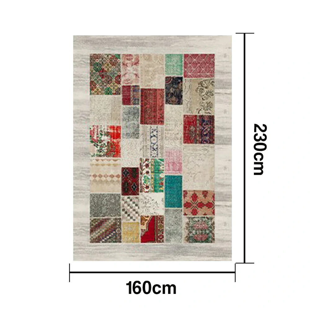 LIVARA 160/200cm Loop-Pile Rug - Upgraded Non-Slip Eco Cotton-Latex Backing - Waterproof, Stain-Resistant, Soft & Durable - Light Grey - Image 5