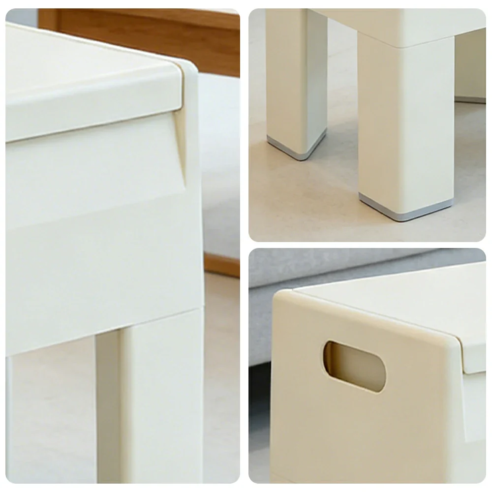 LIVARA Multi-Functional Storage Stool - ABS Material with Hidden Storage, Lightweight Stackable Design, Bedside & Side Table Use - White - Image 3