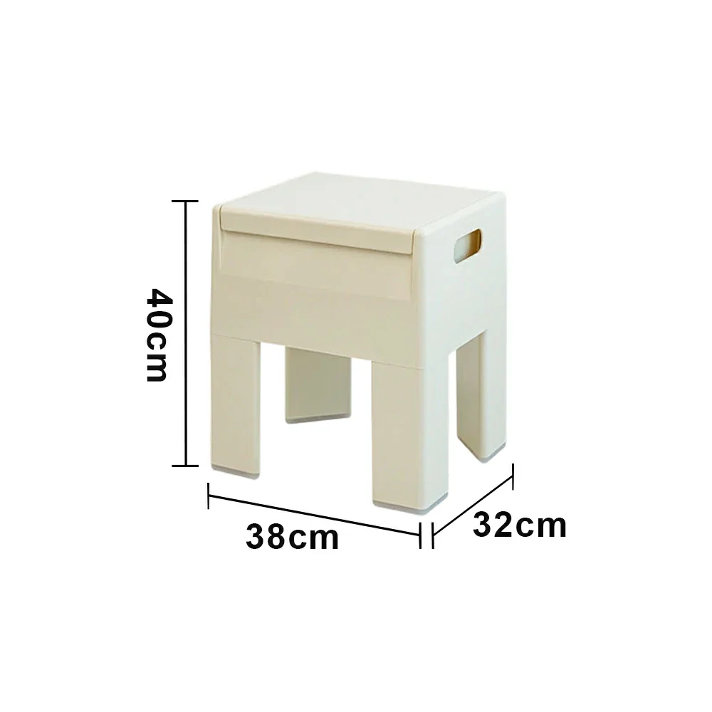 LIVARA Multi-Functional Storage Stool - ABS Material with Hidden Storage, Lightweight Stackable Design, Bedside & Side Table Use - White - Image 5