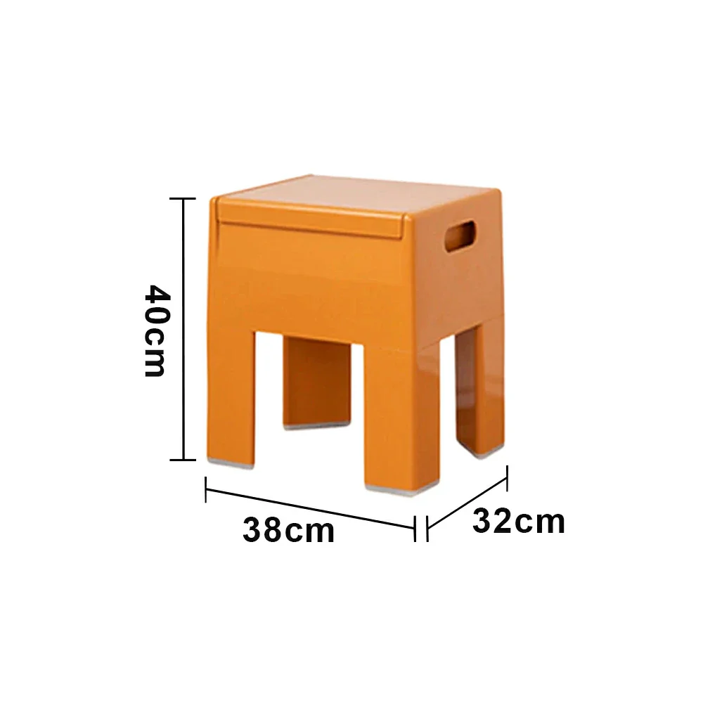 LIVARA Multi-Functional Storage Stool - ABS Material with Hidden Storage, Lightweight Stackable Design, Bedside & Side Table Use - Orange - Image 5