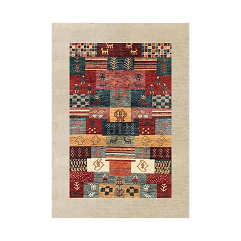 LIVARA 160/200cm Loop-Pile Rug - Upgraded Non-Slip Eco Cotton-Latex Backing - Waterproof, Stain-Resistant, Soft & Durable - Tribal Multi-Color