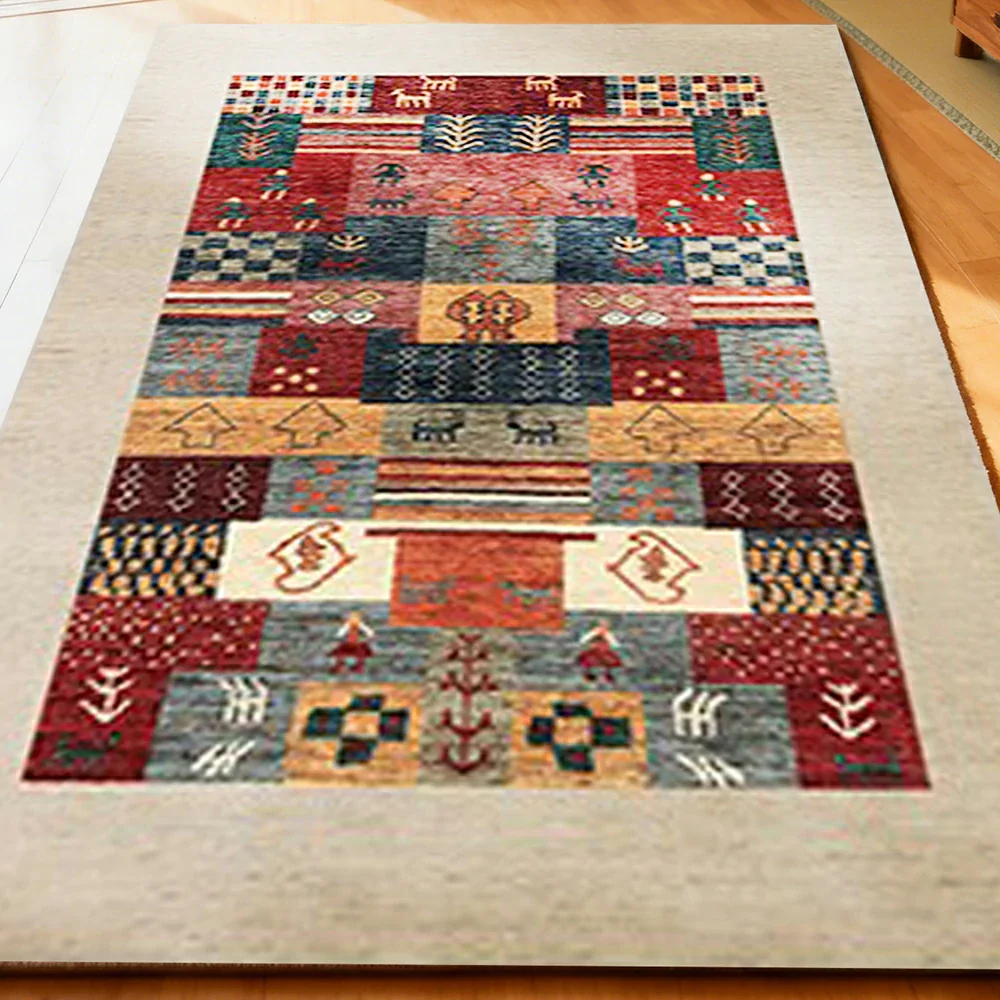 LIVARA 160/200cm Loop-Pile Rug - Upgraded Non-Slip Eco Cotton-Latex Backing - Waterproof, Stain-Resistant, Soft & Durable - Tribal Multi-Color - Image 3