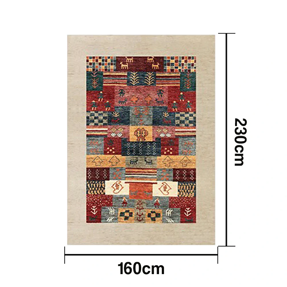 LIVARA 160/200cm Loop-Pile Rug - Upgraded Non-Slip Eco Cotton-Latex Backing - Waterproof, Stain-Resistant, Soft & Durable - Tribal Multi-Color - Image 5