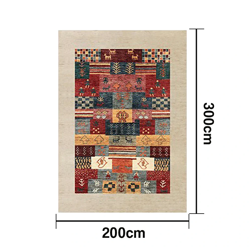 LIVARA 160/200cm Loop-Pile Rug - Upgraded Non-Slip Eco Cotton-Latex Backing - Waterproof, Stain-Resistant, Soft & Durable - Tribal Multi-Color - Image 6