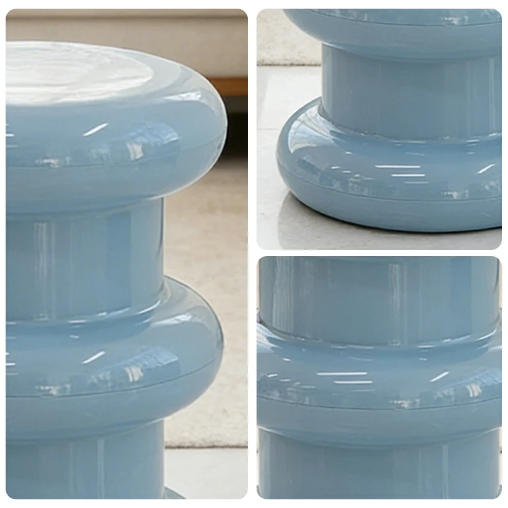 LIVARA Multi-Tier Coffee Table Stool - 2/3-Layer Design, Smooth Rounded Shape, Lightweight & Space-Saving, Modern Home Use - Blue - Image 3