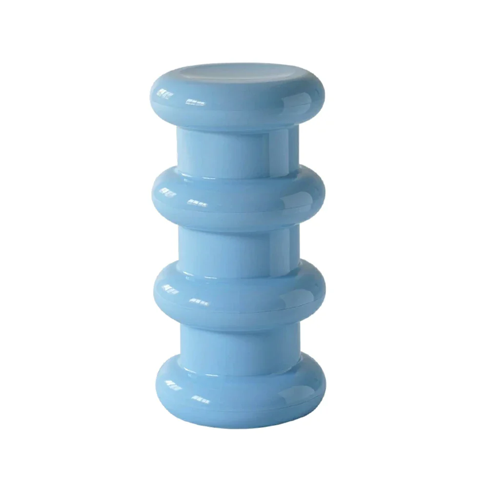LIVARA Multi-Tier Coffee Table Stool - 2/3-Layer Design, Smooth Rounded Shape, Lightweight & Space-Saving, Modern Home Use - Blue - Image 4