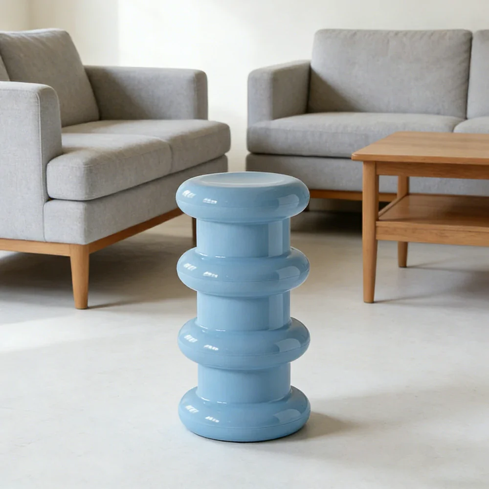 LIVARA Multi-Tier Coffee Table Stool - 2/3-Layer Design, Smooth Rounded Shape, Lightweight & Space-Saving, Modern Home Use - Blue - Image 7