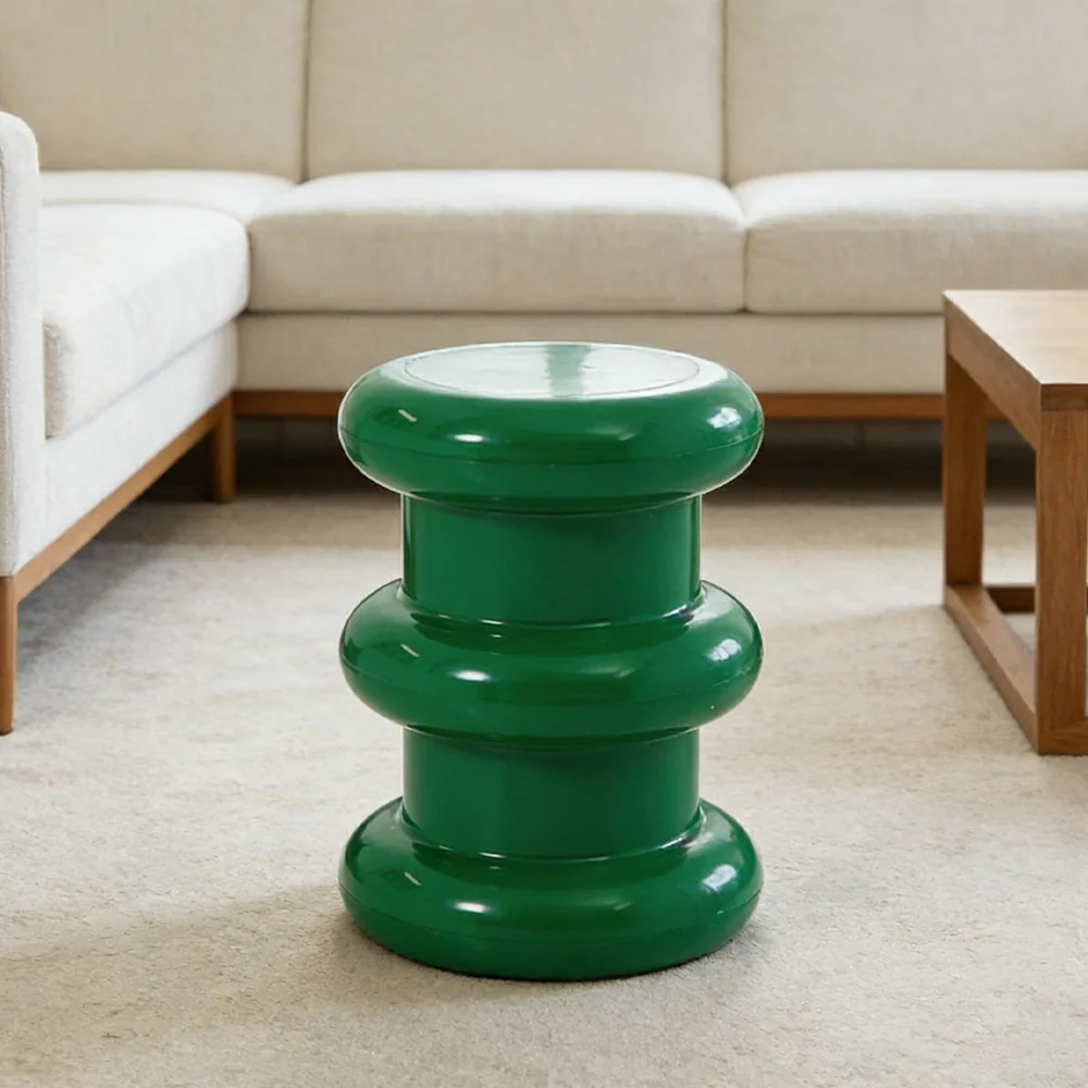 LIVARA Multi-Tier Coffee Table Stool - 2/3-Layer Design, Smooth Rounded Shape, Lightweight & Space-Saving, Modern Home Use - Green - Image 4
