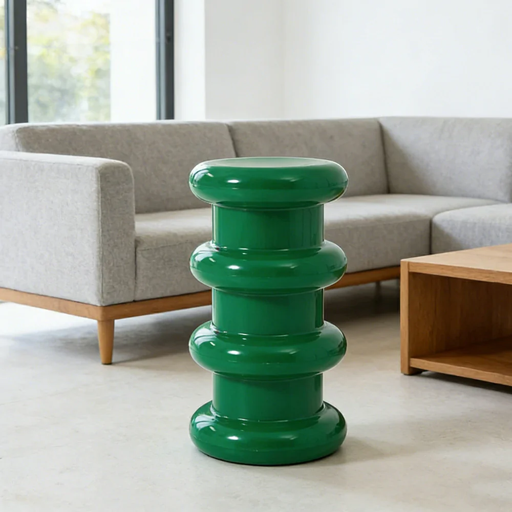 LIVARA Multi-Tier Coffee Table Stool - 2/3-Layer Design, Smooth Rounded Shape, Lightweight & Space-Saving, Modern Home Use - Green - Image 7