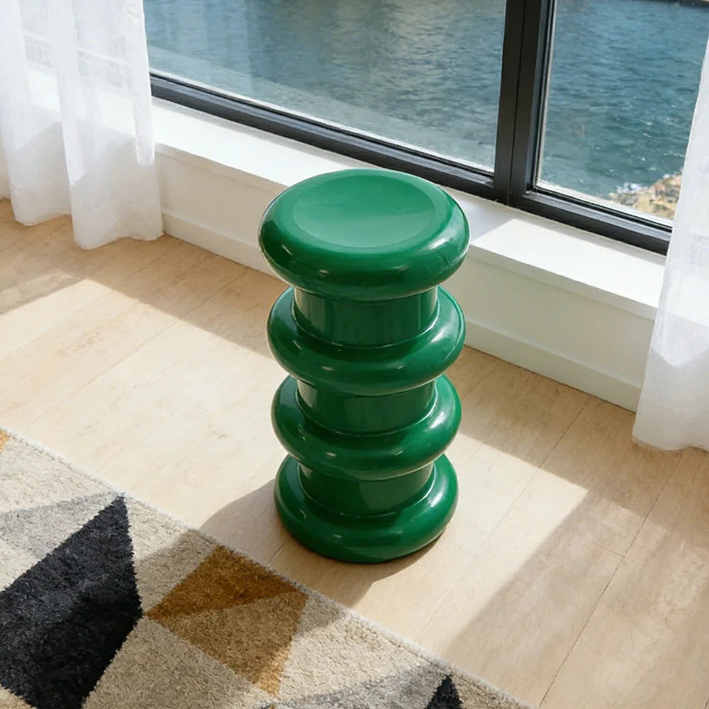 LIVARA Multi-Tier Coffee Table Stool - 2/3-Layer Design, Smooth Rounded Shape, Lightweight & Space-Saving, Modern Home Use - Green - Image 9