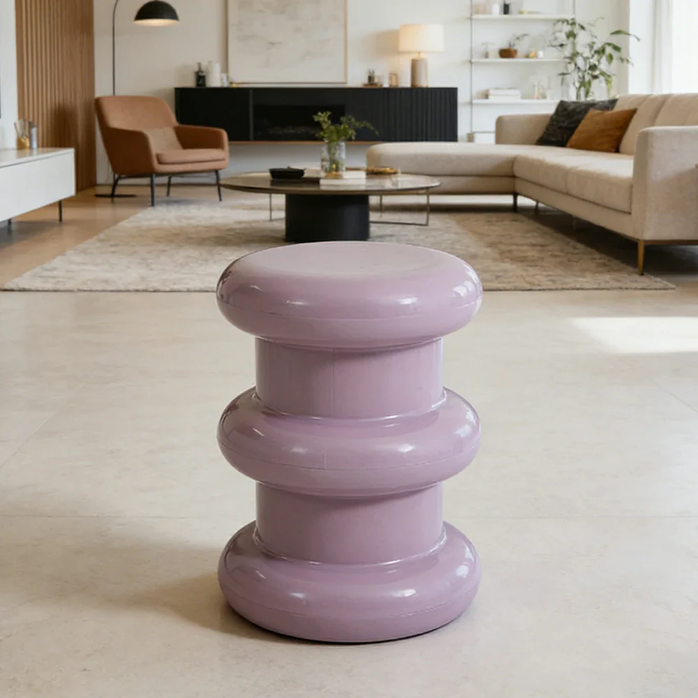 LIVARA Multi-Tier Coffee Table Stool - 2/3-Layer Design, Smooth Rounded Shape, Lightweight & Space-Saving, Modern Home Use - Purple - Image 2