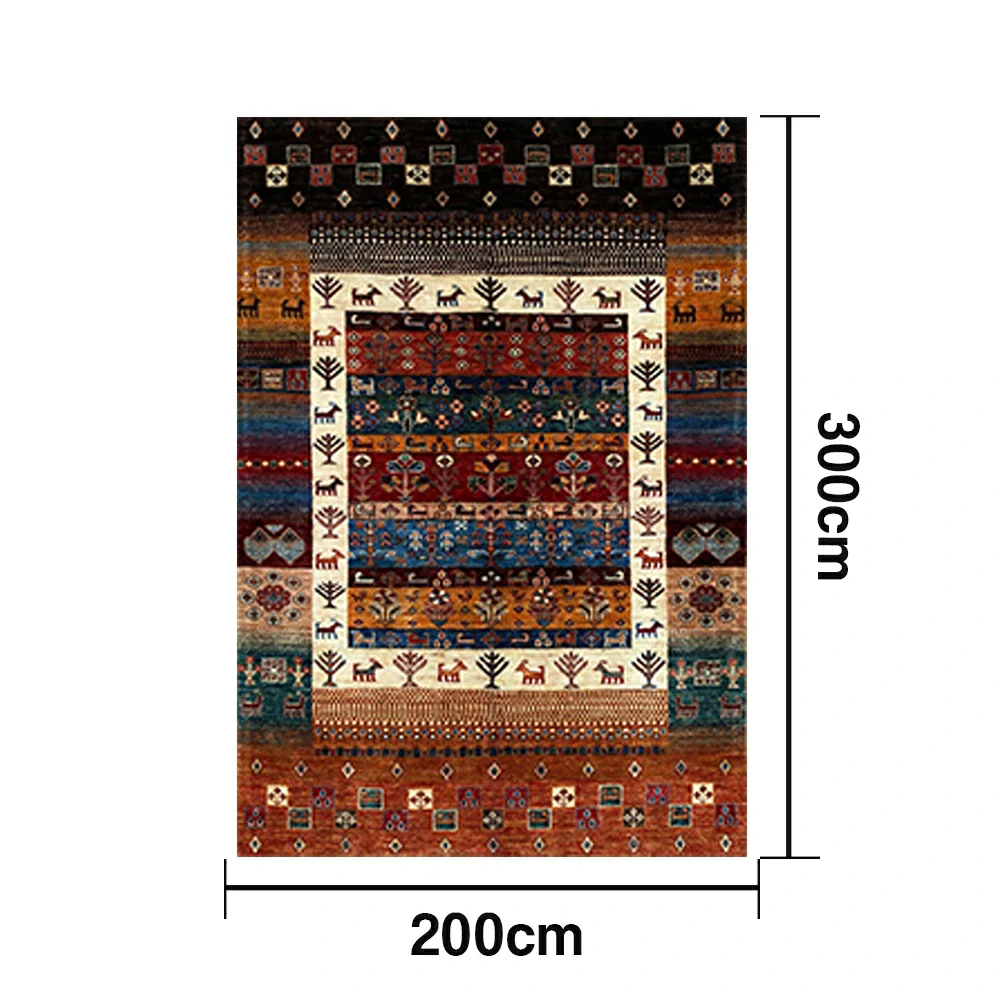 LIVARA 160/200cm Loop-Pile Rug - Upgraded Non-Slip Eco Cotton-Latex Backing - Layered Tribal Borders, Rich Texture Pattern, Soft & Durable - Multi-Color - Image 6
