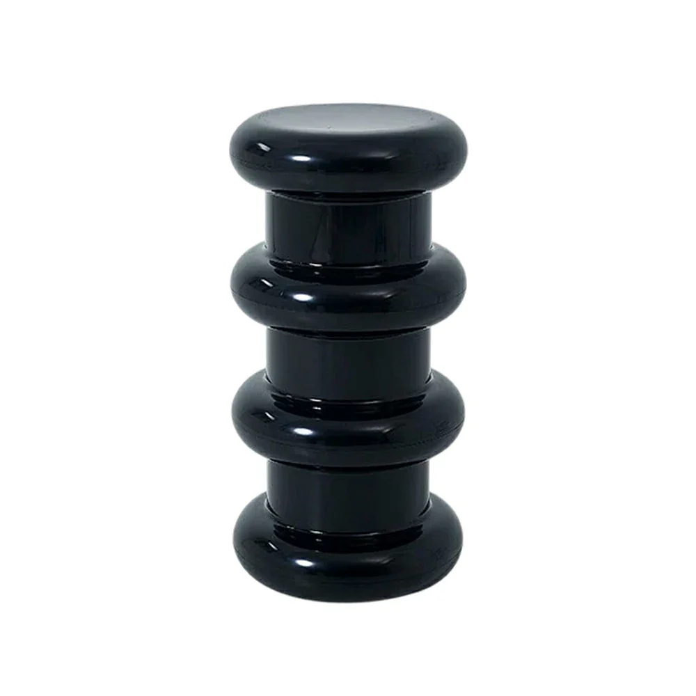 LIVARA Multi-Tier Coffee Table Stool - 2/3-Layer Design, Smooth Rounded Shape, Lightweight & Space-Saving, Modern Home Use - Black - Image 2
