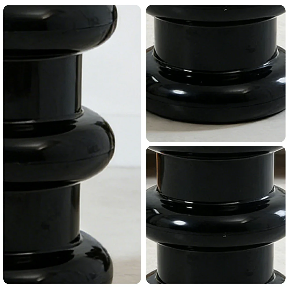 LIVARA Multi-Tier Coffee Table Stool - 2/3-Layer Design, Smooth Rounded Shape, Lightweight & Space-Saving, Modern Home Use - Black - Image 3