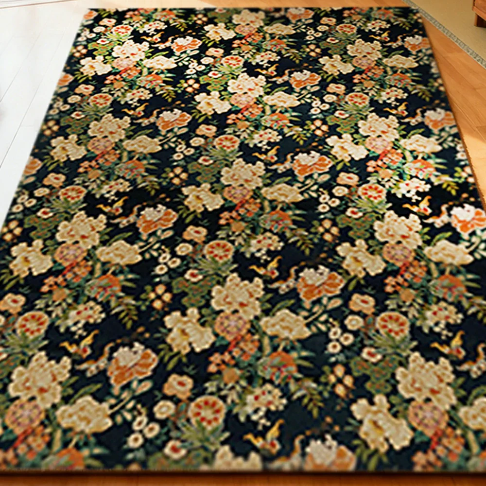 LIVARA 160/200cm Loop-Pile Rug - Upgraded Non-Slip Eco Cotton-Latex Backing - Elegant Border Frame, Classic Vintage Floral Pattern, Soft & Durable - Yellow Floral Border - Image 3