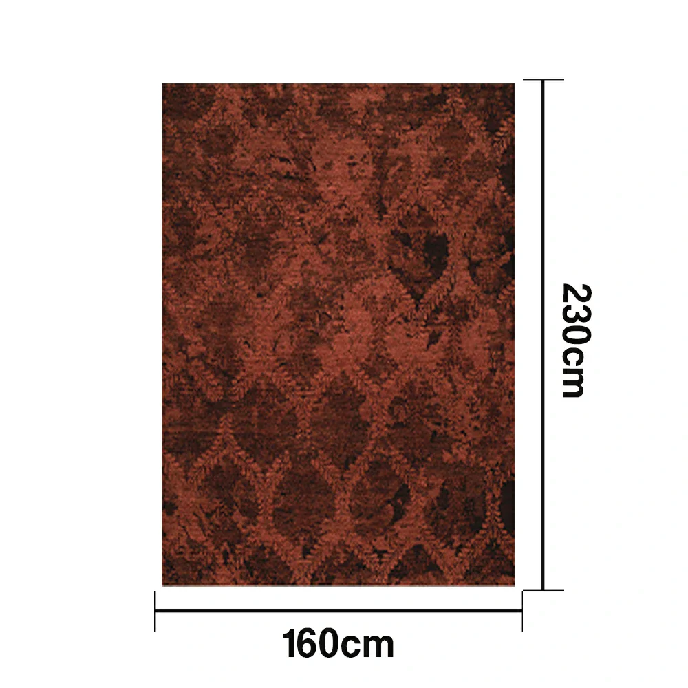 LIVARA 160/200cm Loop-Pile Rug - Non-Slip Eco Cotton-Latex Backing, Soft & Durable, Easy to Clean - Fern Wine Red - Image 5