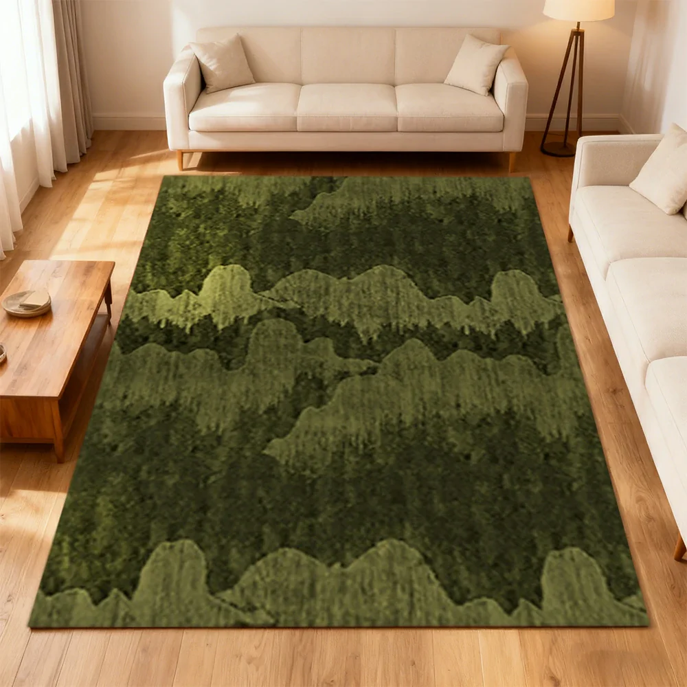 LIVARA 160/200cm Nature-Wave Loop-Pile Rug - Non-Slip Eco Cotton-Latex Backing, Soft & Durable, Easy to Clean - Forest Green - Image 2
