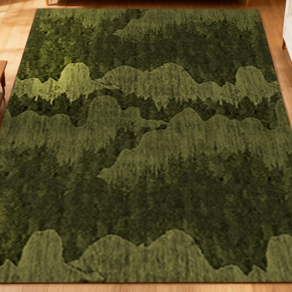 LIVARA 160/200cm Nature-Wave Loop-Pile Rug - Non-Slip Eco Cotton-Latex Backing, Soft & Durable, Easy to Clean - Forest Green - Image 3