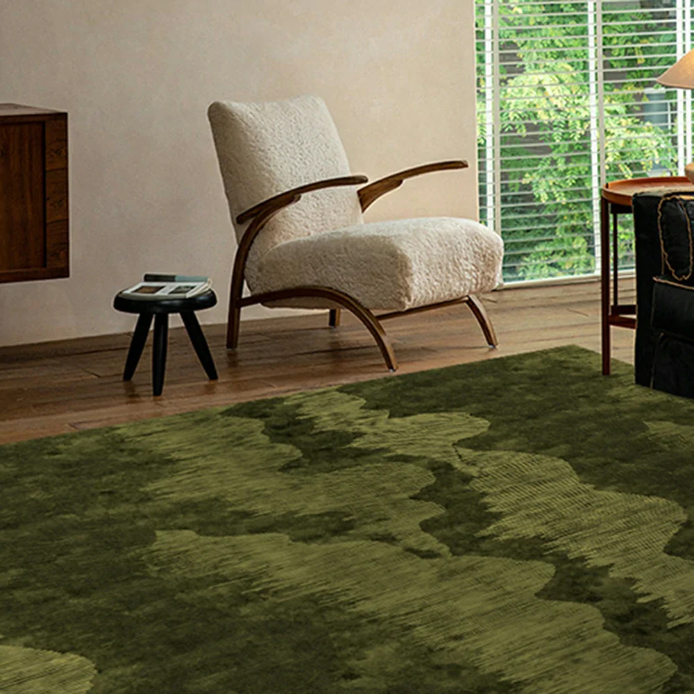 LIVARA 160/200cm Nature-Wave Loop-Pile Rug - Non-Slip Eco Cotton-Latex Backing, Soft & Durable, Easy to Clean - Forest Green - Image 4