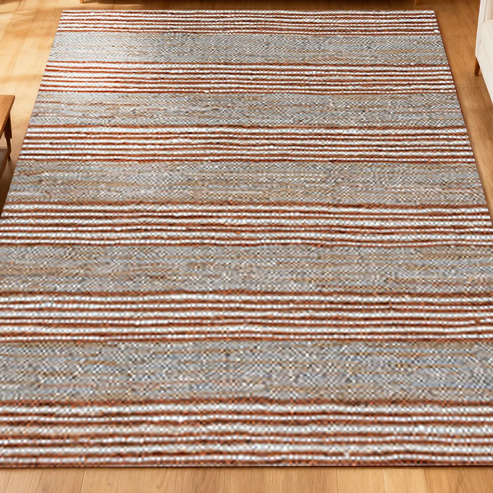 LIVARA 160/200cm Stripe-Texture Loop-Pile Rug - Non-Slip Eco Cotton-Latex Backing, Soft & Durable, Easy to Clean - Terra Grey Mix - Image 3
