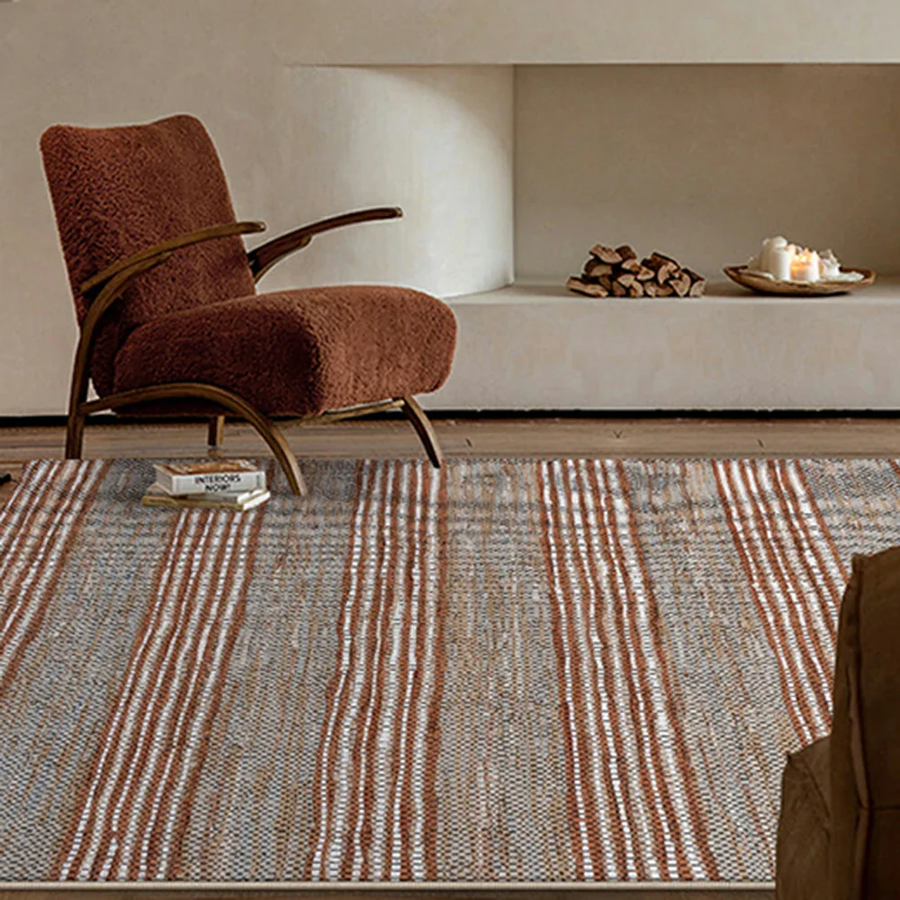 LIVARA 160/200cm Stripe-Texture Loop-Pile Rug - Non-Slip Eco Cotton-Latex Backing, Soft & Durable, Easy to Clean - Terra Grey Mix - Image 4