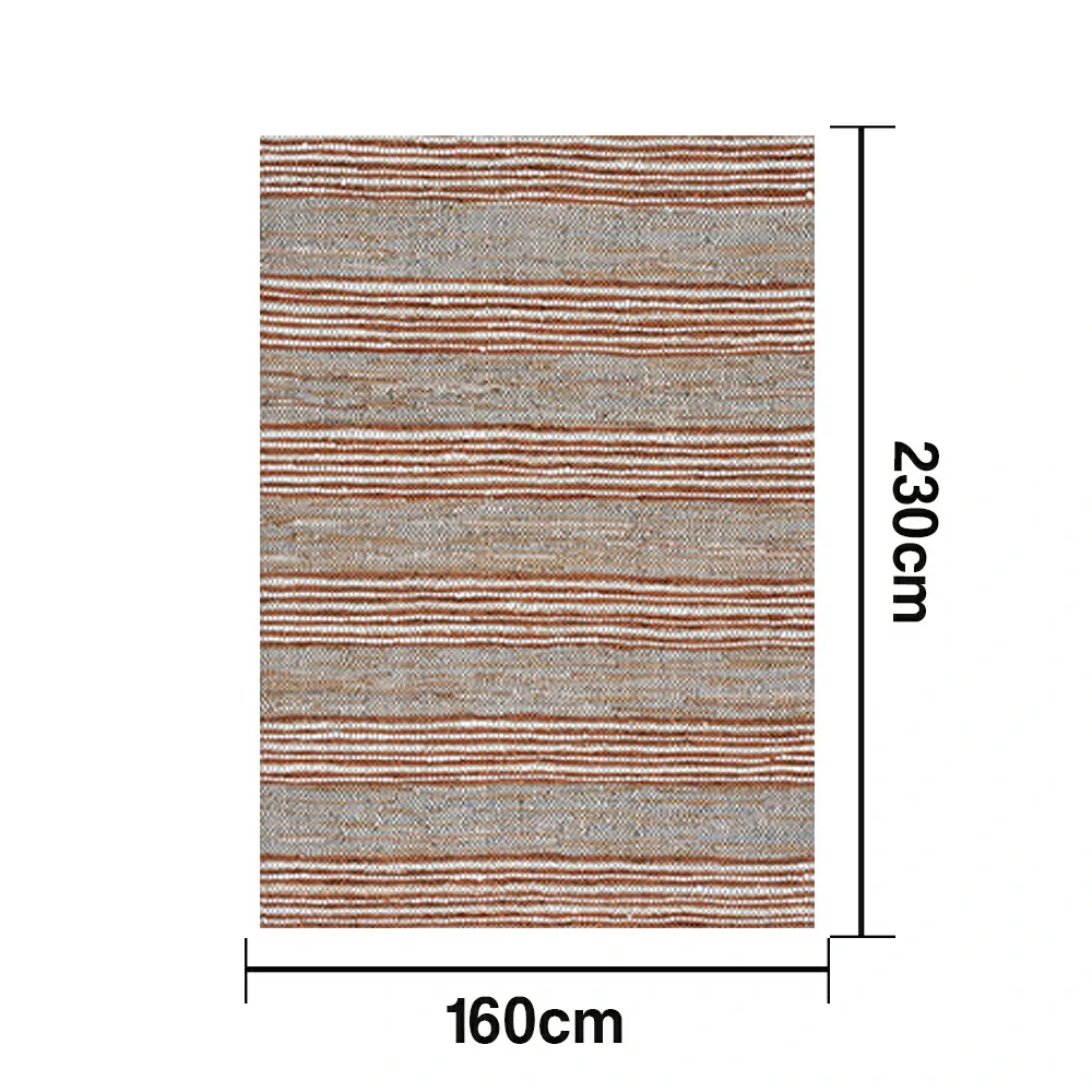 LIVARA 160/200cm Stripe-Texture Loop-Pile Rug - Non-Slip Eco Cotton-Latex Backing, Soft & Durable, Easy to Clean - Terra Grey Mix - Image 5